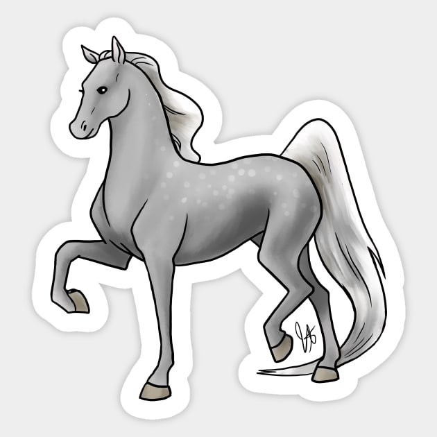 Horse - American Saddlebred - Dapple Gray Sticker by Jen's Dogs Custom Gifts and Designs